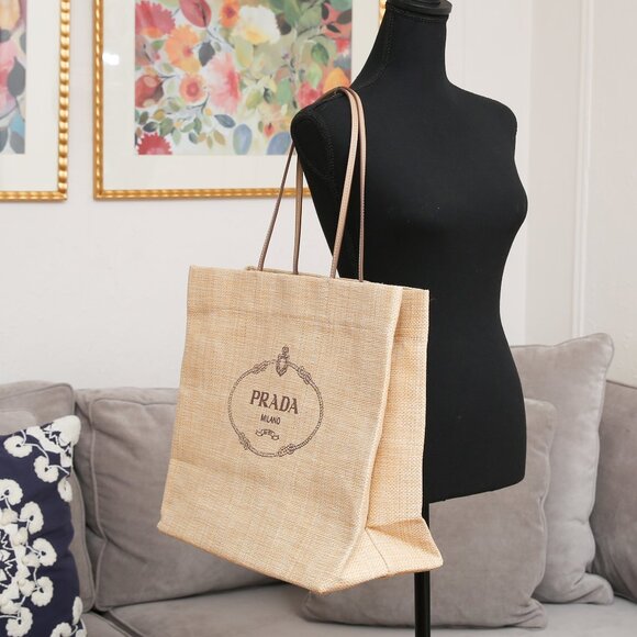 PRADA Large Raffia Tote Bag - Picture 5 of 13